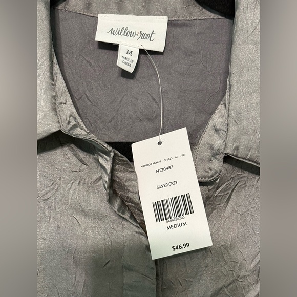 Willow & Root Satin Crinkle Blouse Size Medium - Picture 12 of 13